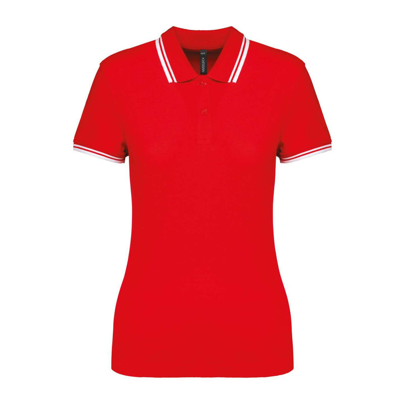 Ladie'S 2 Striped Short Sleeved Poloshirt