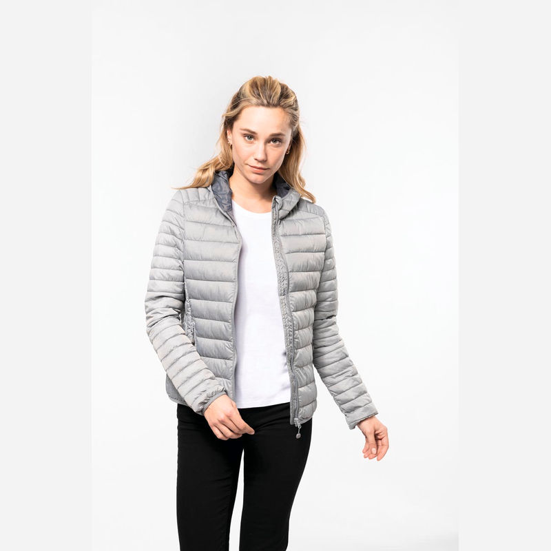 LADIES' LIGHTWEIGHT HOODED PADDED JACKET