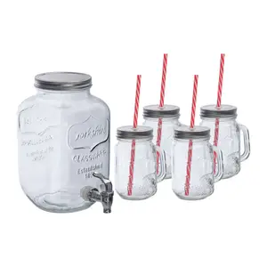 Drink Dispenser & 4 Drinking Glasses Set Acapulco