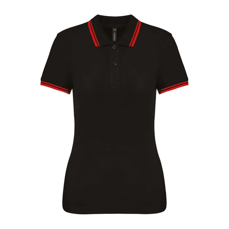 Ladie'S 2 Striped Short Sleeved Poloshirt