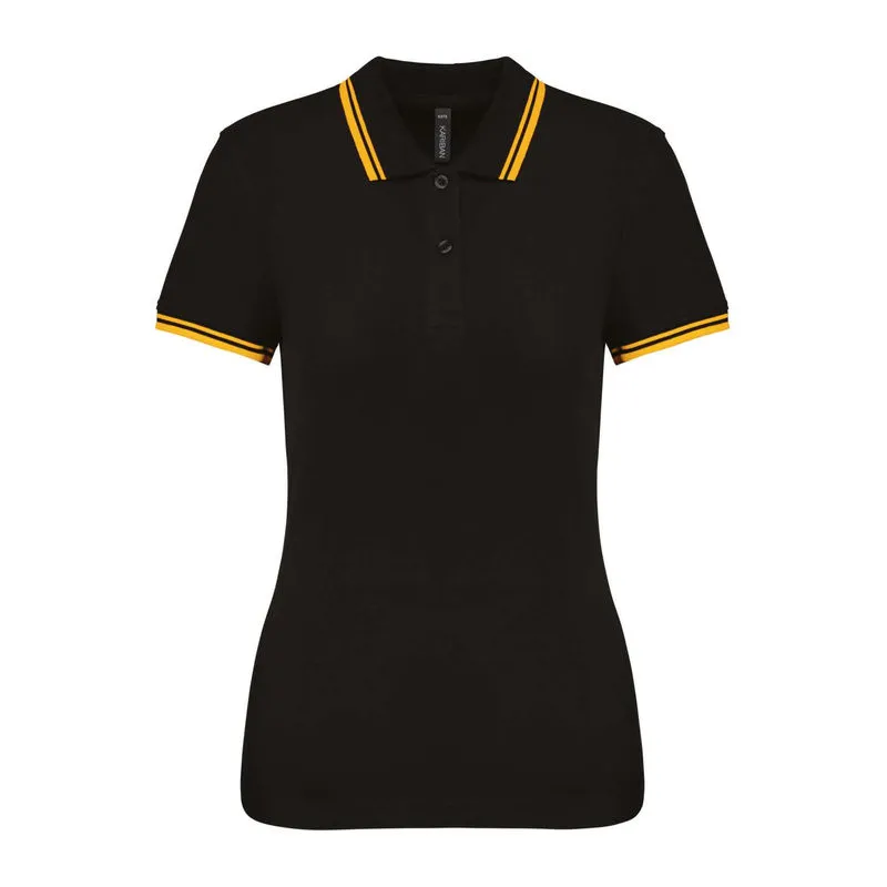 Ladie'S 2 Striped Short Sleeved Poloshirt