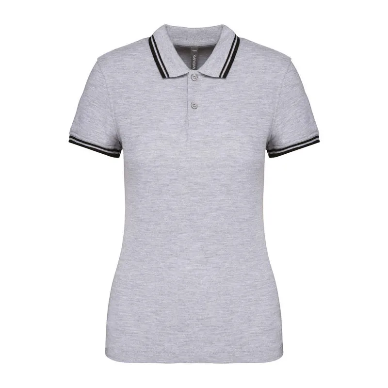 Ladie'S 2 Striped Short Sleeved Poloshirt