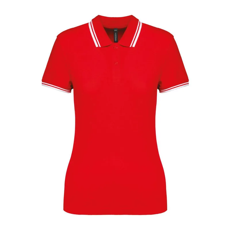 Ladie'S 2 Striped Short Sleeved Poloshirt