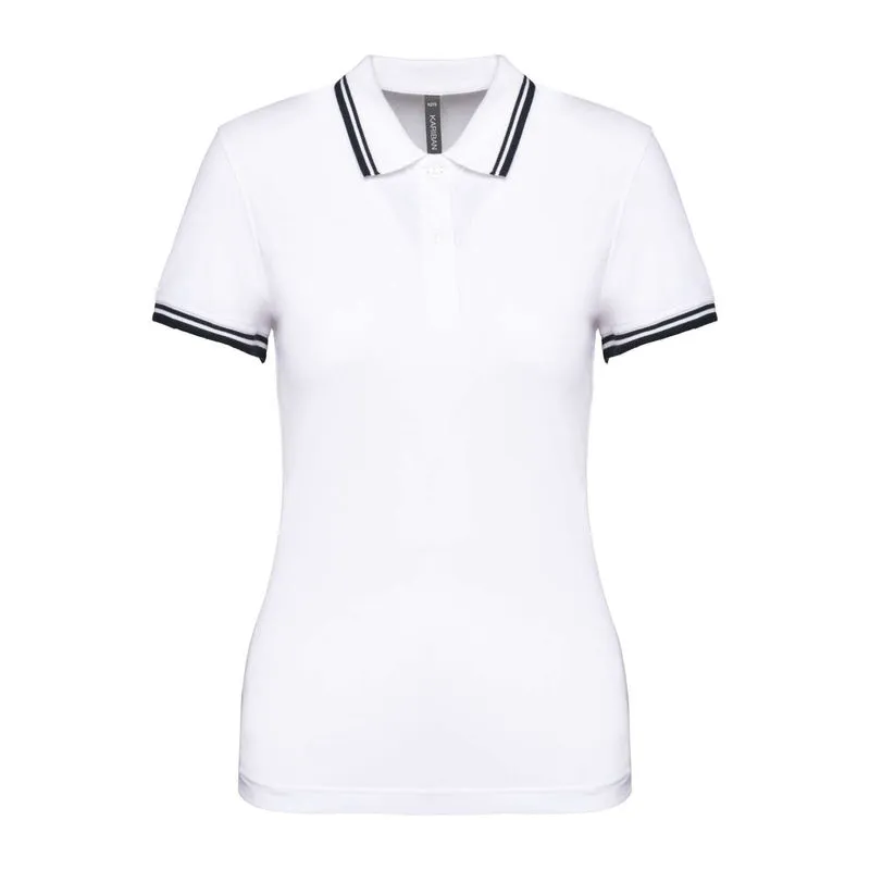 Ladie'S 2 Striped Short Sleeved Poloshirt