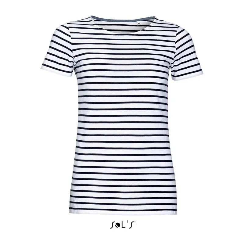 SOL'S MILES WOMEN - ROUND NECK STRIPED T-SHIRT